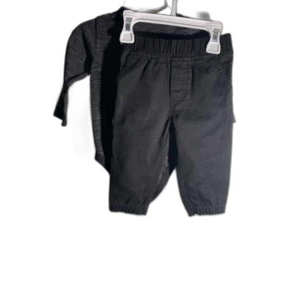 Garanimals Bundle 12M Blue Gray/ BLK WHT / Olive Green Shirt & Pants (3) Set - Picture 7 of 11